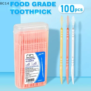 Bộ 200 bàn chải kẽ hai lỗ chăm sóc răng miệng, tăm đánh bóng [8C]