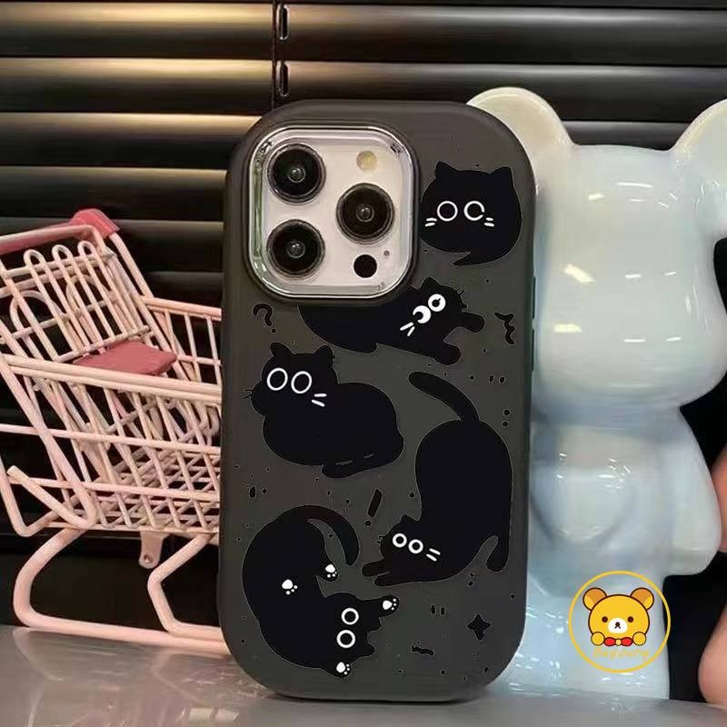 Ốp điện thoại hình mèo đen ngộ nghĩnh dễ thương cho OPPO Reno 12 Pro 11F 11 10 Pro 8Z 7Z 8 7 4G Lite 9 7 Pro 8 5G 7 SE 6 5k 5 4 Pro 4 SE A1 A98 F23 R17 Vỏ Vỏ mềm chống sốc màu kẹo