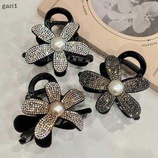 [gazi1] Kẹp tóc hoa đính đá sáng bóng thời trang Mũ nón Kẹp tóc đuôi ngựa màu đen thanh lịch dành cho nữ Phụ kiện tóc Boutique