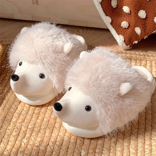 XIXITIAO Dép Cotton Sáng Tạo Ba Chiều Nhím Nhỏ Bé Gái Nhà Dễ Thương Vui Nhộn Lót Lông Cừu Ấm Áp