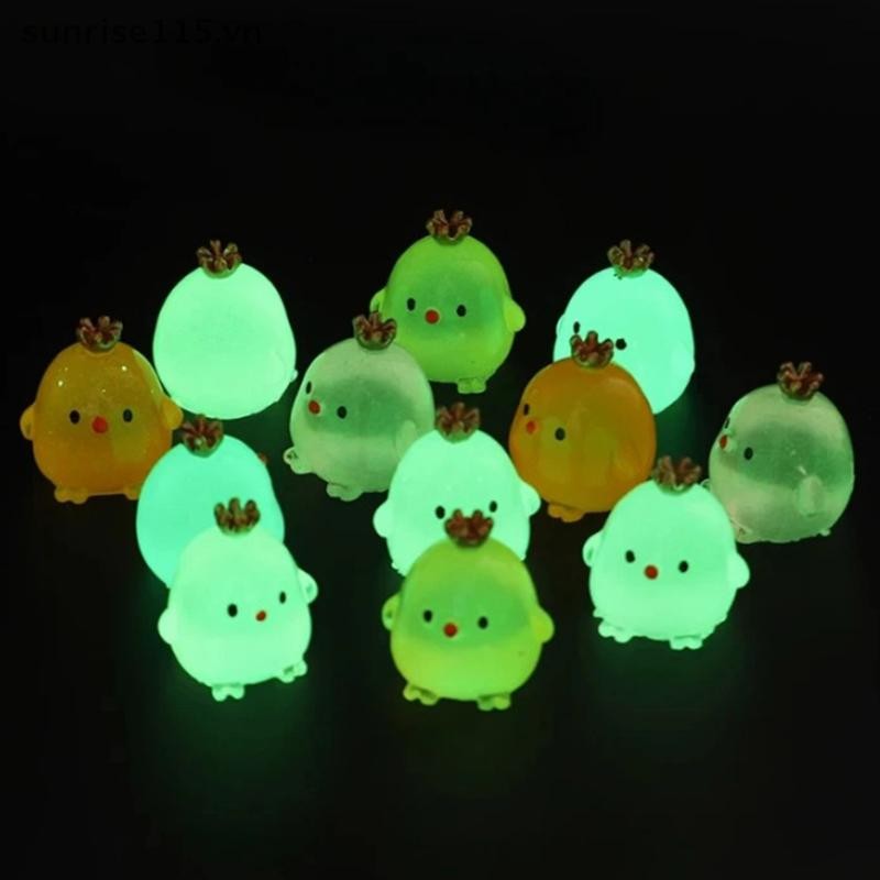 Srvn Vương Miện Dạ Quang Hình Gà Con Trang Trí Phòng Nhựa Nhà Cửa Và Trang Trí Phát Sáng Thu Nhỏ Phong Cảnh Vi Sóng Vịt Quà Tặng Yêu Tinh.
