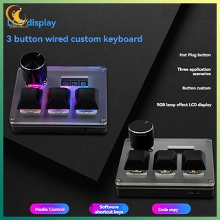 [Ygdgentgklh.vn] Bàn phím chơi game OSU 3 phím có dây, công tắc xanh, màn hình núm, RGB, phím Copy/Paste