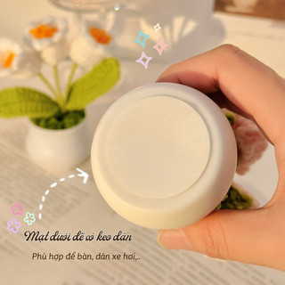 Đồ Trang Trí Nhỏ Để Bàn Hoa Giả Dệt Kem Len Myd.23 Chậu Hoa Len Handmade Thủ Công Mini Làm Quà Tặng Sinh Nhật