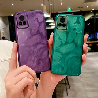 VIVO V20 V21E V2061 Y73 V2059 V2146 V2212 V2168 Được trang bị màng ống kính, miếng dán lông vũ đầy màu sắc, bột lấp lánh gradient, vỏ điện thoại mềm trong suốt