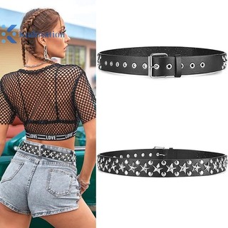Kudosation Đinh Tán Rỗng Viên Đạn Trang Trí Đai Da Thời Trang Đính Đá Goth Có Thể Điều Chỉnh Nữ Punk Đai Đen