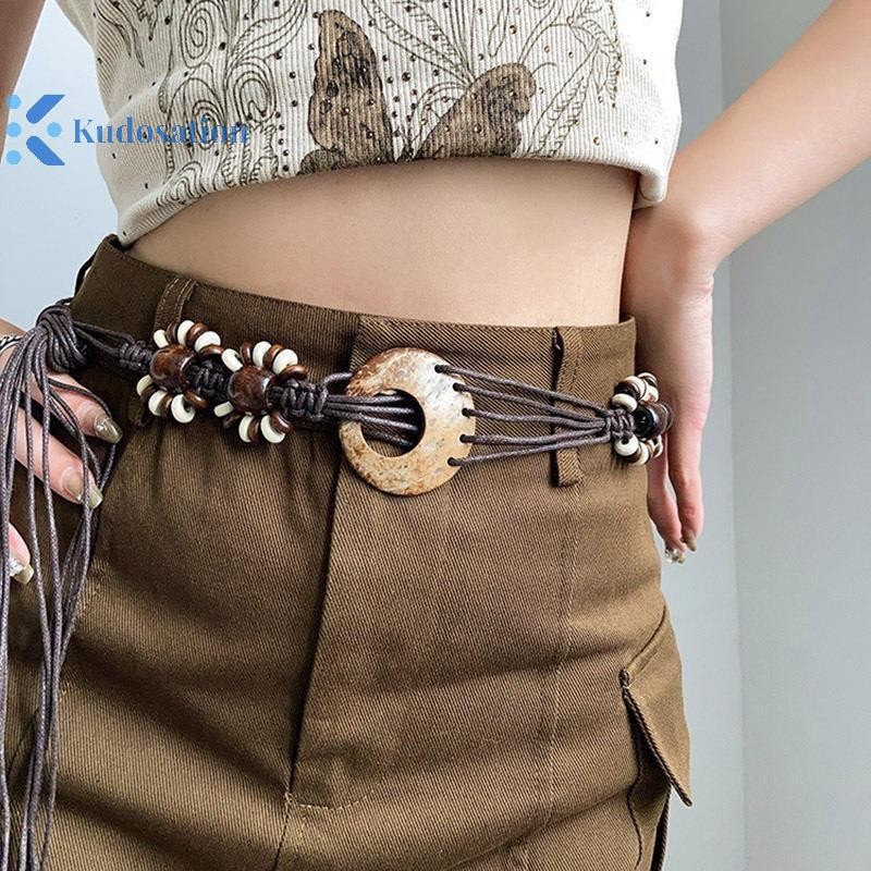 Kudosation Vintage Phong Cách Dân Tộc Dệt Tay Dây Thắt Lưng Nữ Trang Trí Dây Thắt Lưng Đa Năng Bohemian Y2K Thắt Lưng