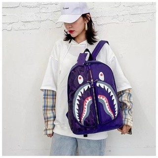 2024 mới cá mập đi học bape cá tính graffiti ba lô học sinh thời trang nam nữ ba lô hợp thời trang