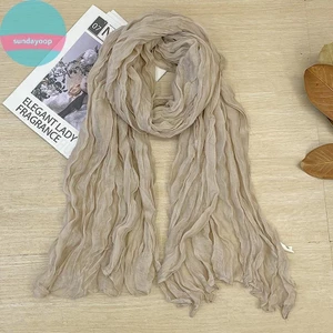 Sund Khăn Lụa Vải Lanh Cotton Phong Cách Hàn Quốc, Mỏng Và Ấm, Dễ Gấp Và Quấn Cổ