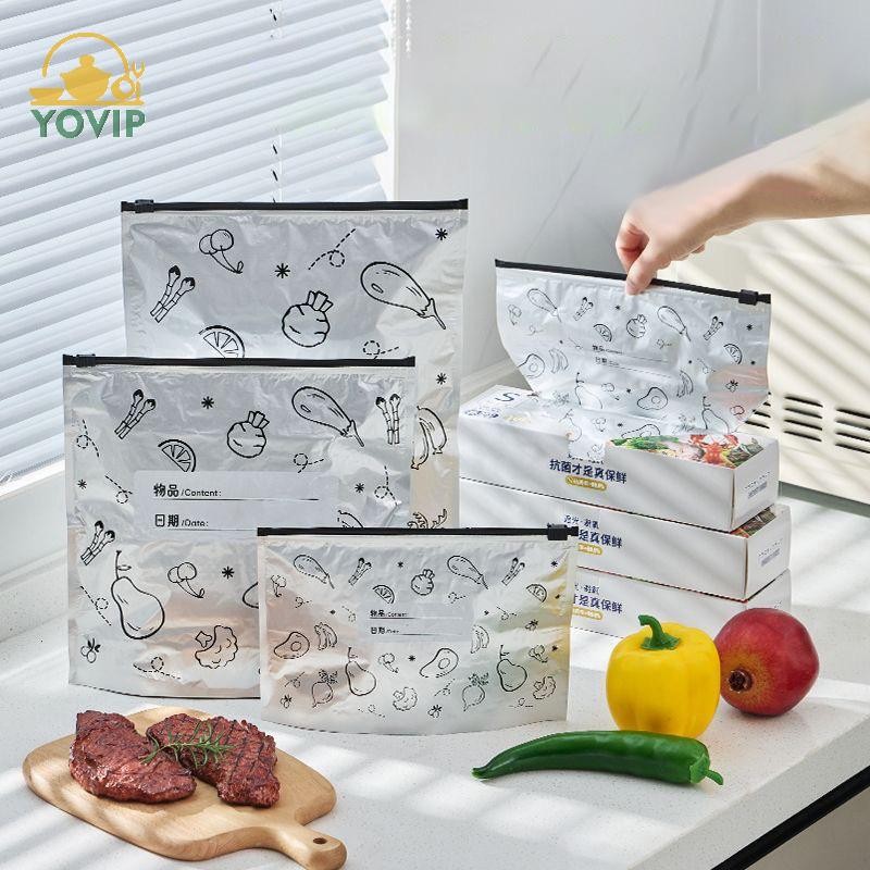 YOVIP 10 Cái / túi túi đựng thực phẩm lá nhôm dung tích lớn chống rò rỉ, tủ đông an toàn, giữ tươi, khóa zip tái sử dụng VN