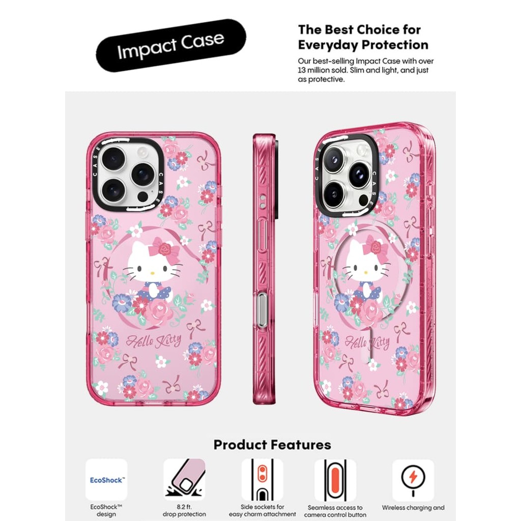 CASECASE X HelloKitty Ốp Lưng Màu Hồng Fizz Trong Suốt Cứng Hút Từ Tính Tác Động Dành Cho Apple IPhone 12 13 14 15 16 Pro Max Plus Có Hộp