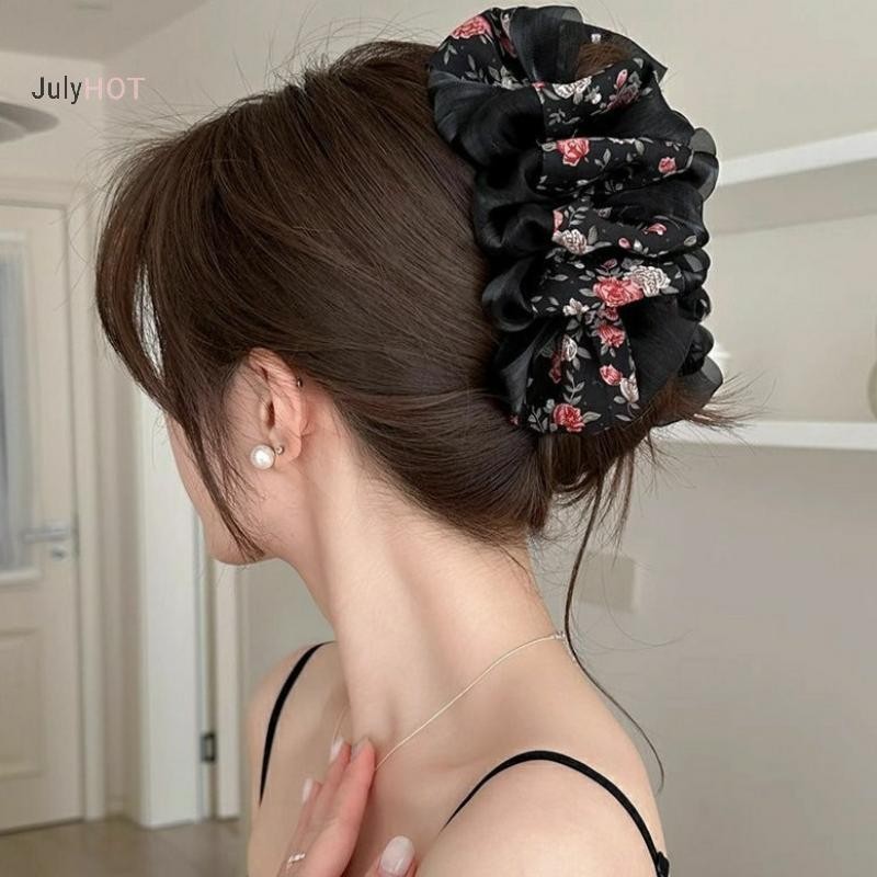 JULYHOT Hoa Nhẹ Nhàng Nhiều Lớp Kẹp Tóc Xù Chất Lượng Cao Đa Năng Cho Nữ Đuôi Ngựa Móng Vuốt Kẹp Phụ Kiện Tóc Massivedeals