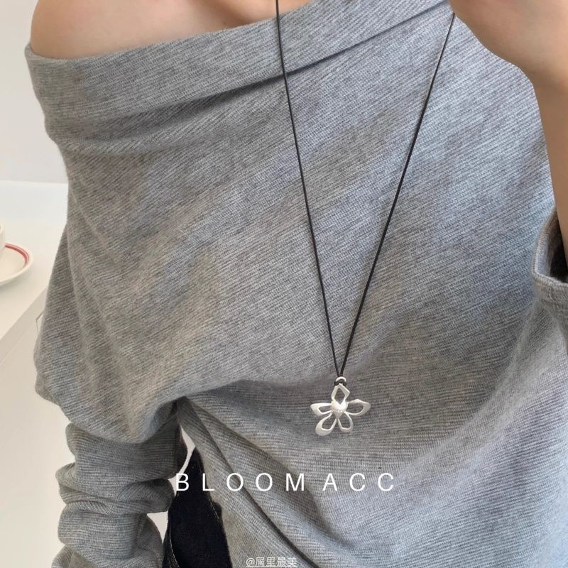 Hàn Quốc ins Blogger Hoa Rỗng Dây Đen Kéo Vòng Cổ Có Thể Điều Chỉnh, Đơn Giản Đa Năng Đơn Giản Tính Khí Dây Xích Dài