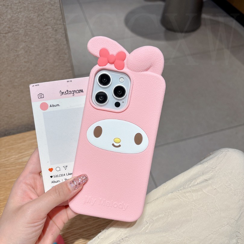 Dành Cho iPhone 12 13 14 15 16 Pro Max 14 16 Plus Kawaii My Melody Vỏ Điện Thoại Silicon Mềm Hoạt Hình 3D Dễ Thương Ốp Lưng Chống Sốc Capas
