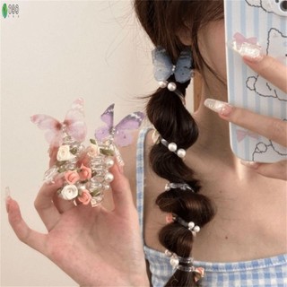 Dây buộc tóc đa dạng màu sắc và kiểu dáng: hoa bướm và đuôi ngựa, phù hợp tạo kiểu tóc dày