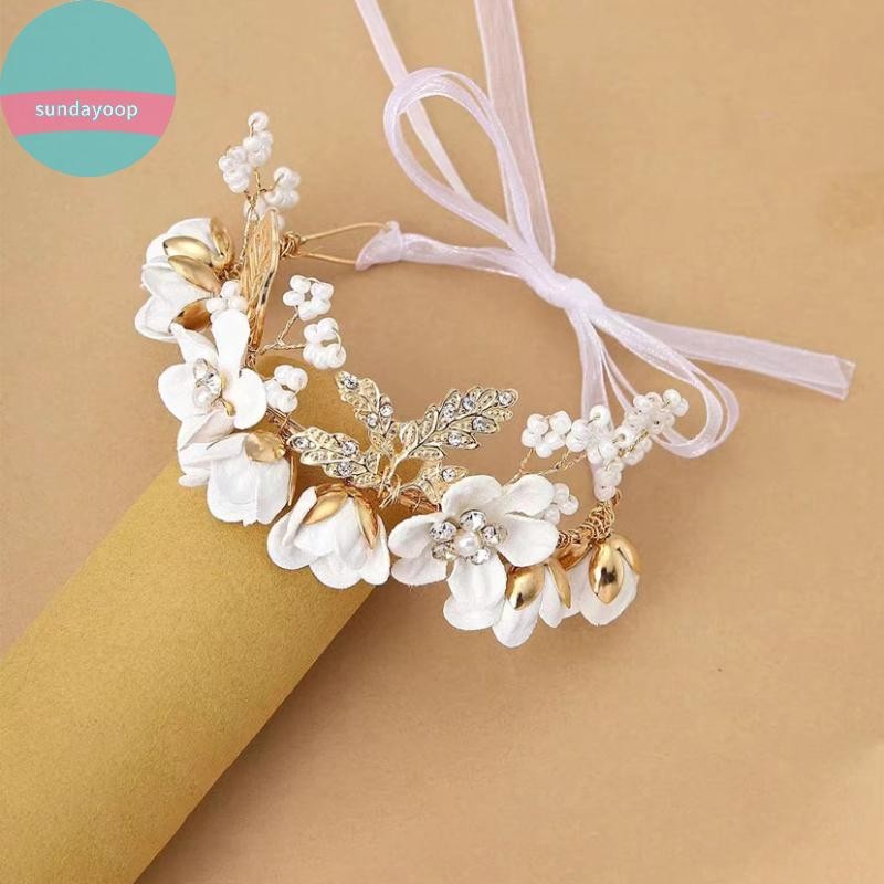 Sund Nữ Ngọc Trai Kim Cương Giả Lược Hoa Kẹp Công Chúa Vương Miện Cưới Phụ Kiện Tóc VN
