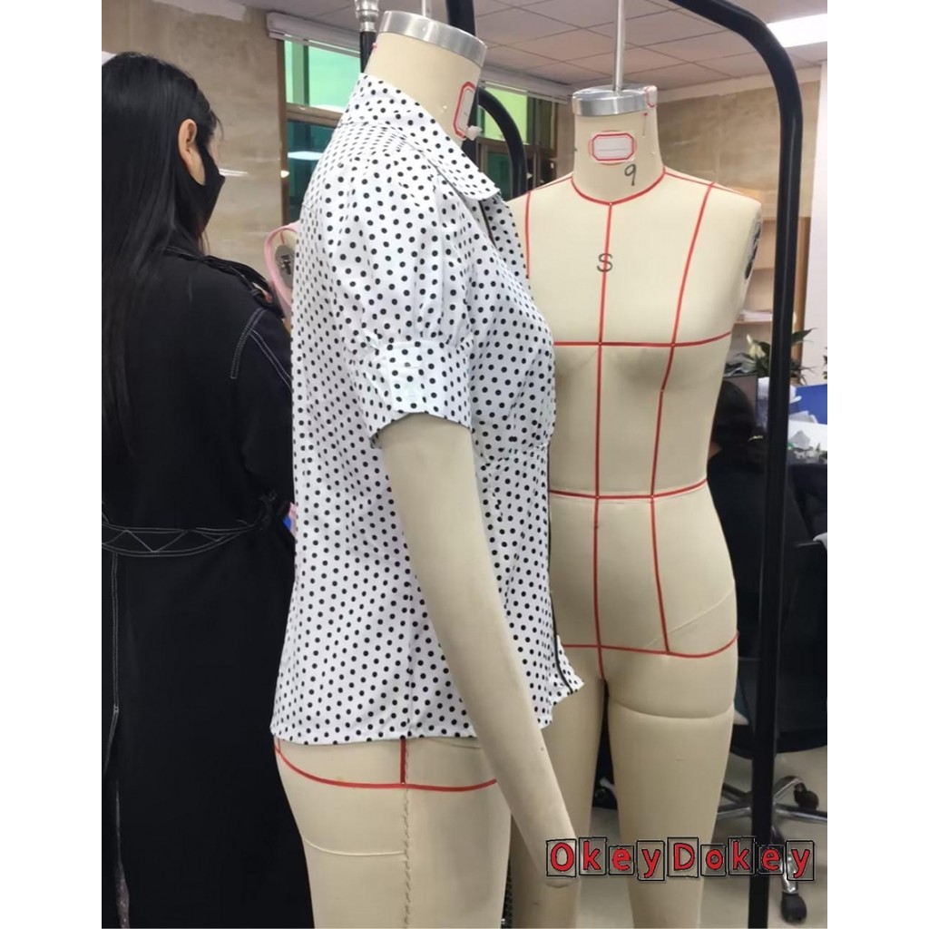 Áo sơ mi Polo nữ tay ngắn họa tiết chấm bi cổ điển