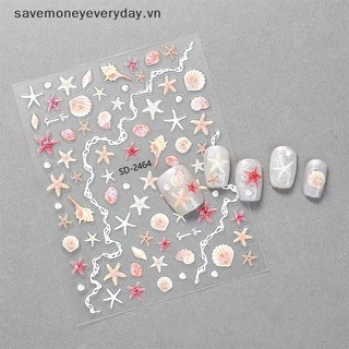 [savemoneyeveryday] Miếng dán móng tay sao biển Nhãn dán trang trí hình sao biển dễ thương cho móng tay DIY 5D Đề can làm móng tay mùa hè tự dính [vn]