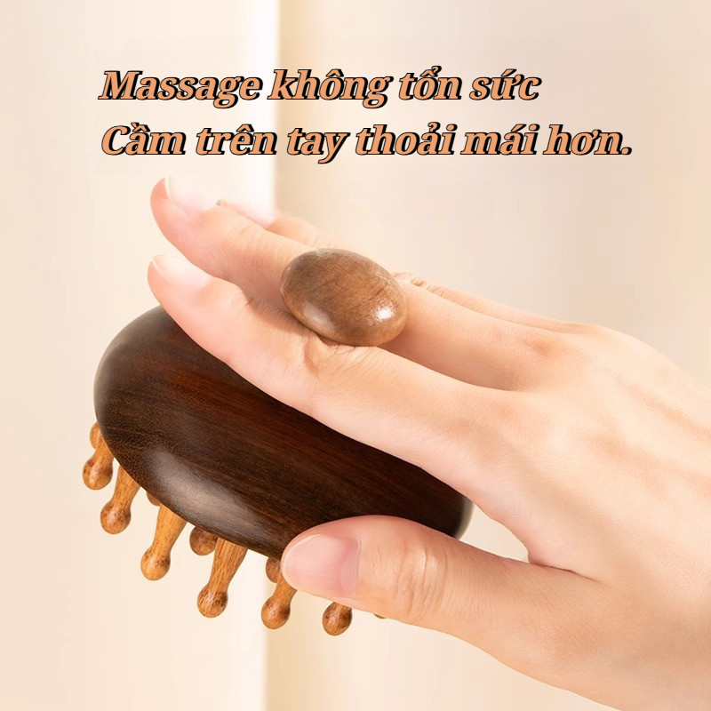 Lược Massage Da Đầu Gỗ Đàn Hương Di Động Chống Tĩnh Điện Thúc Đẩy Lưu Thông Máu Giảm Mệt Mỏi