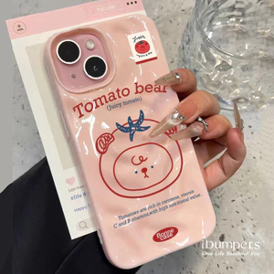 ibumpers Ốp Điện Thoại iPhone Họa Tiết Cà Chua Màu Hồng Dễ Thương Cho IPhone 11 12 13 14 15 16 Pro Max Ốp Lưng Thiên Thạch Màu Kẹo Silicon Mềm Chống Sốc