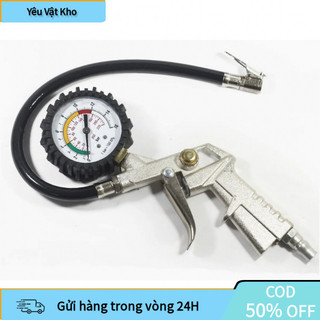 【COD】Đầu Bơm Hơi Xe Máy Ô Tô Kiêm Đồng Hồ Đo Áp Suất Lốp Chất Liệu Bền, Dễ Tháo Lắp