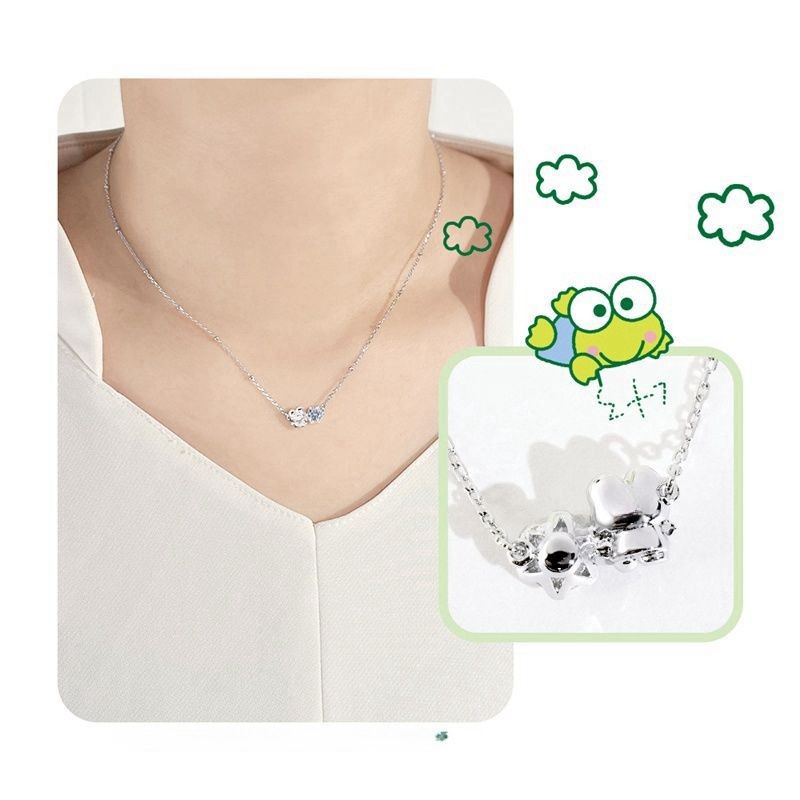 KeroKeroKeroppi Moissanite Series-Big Eyed Ếch Moissanite Vòng Cổ Kim Cương Đơn Bạn Gái Quà Tặng Sinh Nhật