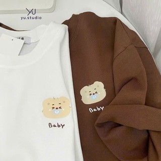 Áo phông mẫu mới form rộng tay lỡ unisex-in ngực chữ BA gấu-
