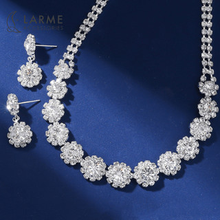 Bộ trang sức quý phái vòng cổ khuyên tai dự tiệc đính dá sang trọng phong cách nhẹ nhàng Larme accessories -BTS011