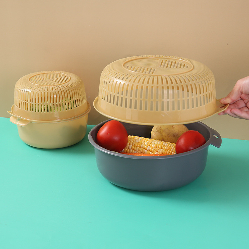Giỏ Thoát Nước Giỏ Thoát Nước Taomi Rỗng Hai Lớp Thoát Nhựa Bắc Âu Giỏ Nhỏ Giọt Nhà Bếp Đa Năng Rau Giỏ Giặt Di Động