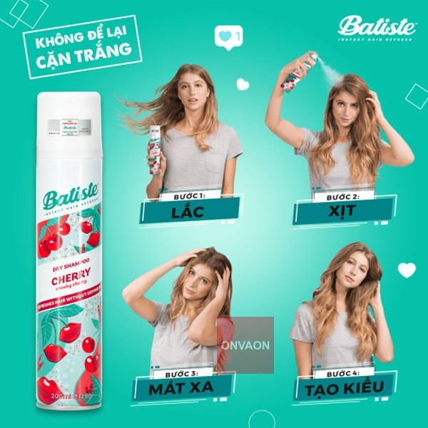 Dầu Gội Khô Batiste 200ml nội địa Anh chính hãng, giảm bết, tạo kiểu tức thì
