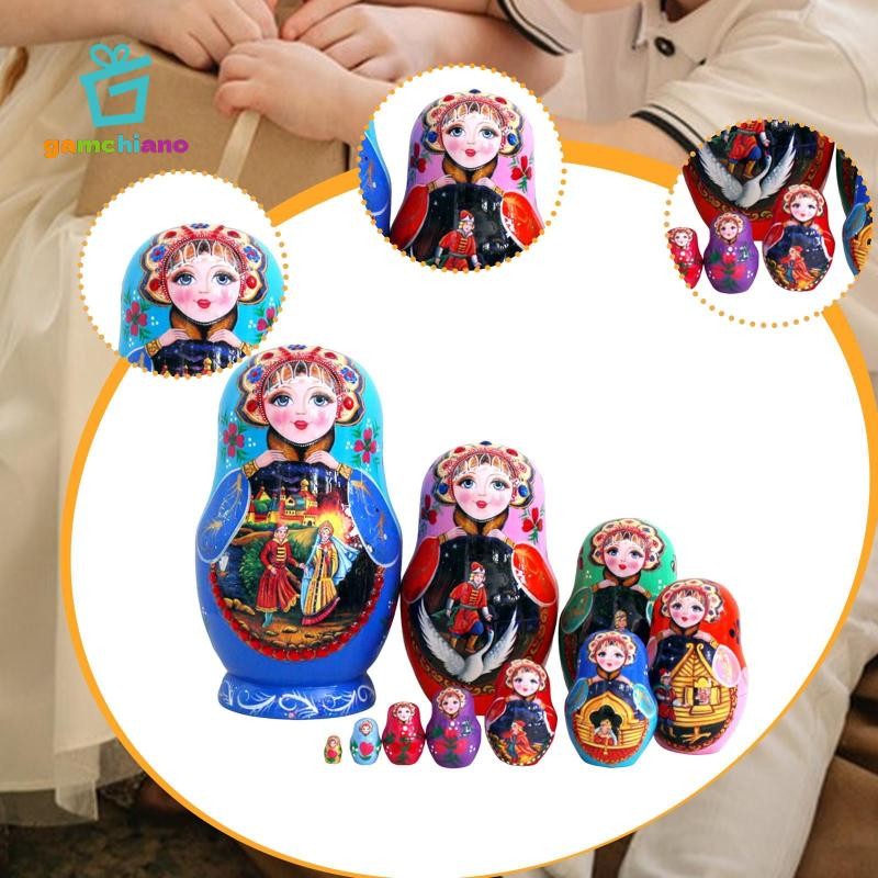 Gamchiano 10 Miếng Làm Tổ Búp Bê Matryoshka Xếp Chồng Bộ Sưu Tập Thủ Công Gỗ Dễ Thương Xếp Chồng Tổ Bộ Để Trang Trí Nhà Cửa Sinh Nhật