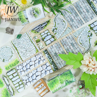 JIANWU 70mm * 200cm Vintage Đá Xanh Gạch Vật Liệu Cảnh Quan Cắt Dán Sổ Lưu Niệm PET Băng Sáng Tạo DIY Tạp Chí Văn Phòng Phẩm
