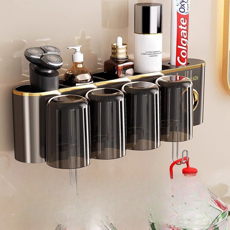 Chất liệu nhựa, Giá đựng bàn chải đánh răng, Kệ tích hợp, Cốc súc miệng điện, Không đục lỗ treo tường, Cốc đựng kem đánh răng