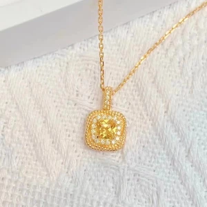 Đường vòng cổ nữ titan thép khối mặt zircon tinh tế, màu sắc bền đẹp