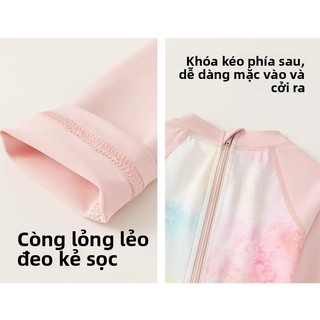 Đầm bơi dài tay chống nắng cho bé gái - Váy tắm liền thân nhiều màu dễ thương mùa hè