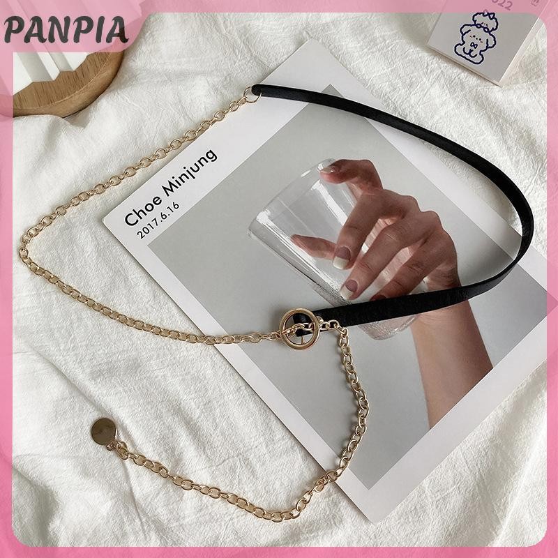 PNPIA-Thin Thắt Lưng Nữ Dây Xích Kim Loại Da Đen Nối Dây Áo Sơ Mi Hợp Thời Trang Trang Trí Phù Hợp Với Phù Hợp Với Tất Cả Trận Đấu Áo Sơ Mi Dây Xích