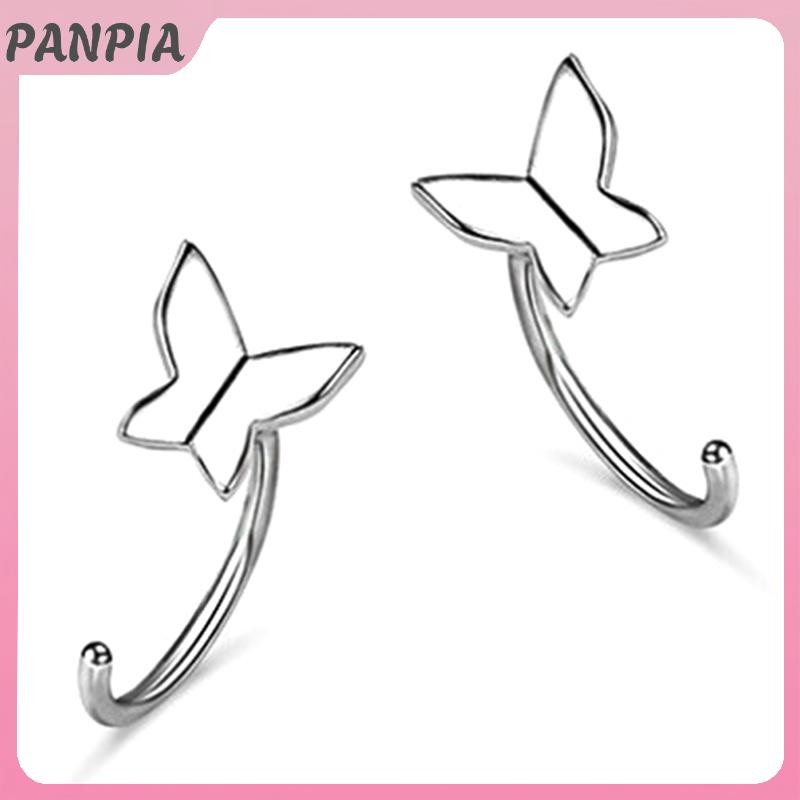 PANPIA-Sliver Mở Bông Tai Trang Sức Cô Gái Dễ Thương Vòng Bông Tai Pha Lê Mở Huggies Piercings Vòng Tròn