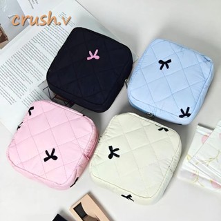 [CRUSH] Túi đựng khăn ăn vệ sinh, Túi đựng đồ đóng cửa có dây kéo nhỏ gọn và di động, Túi thời trang Túi đựng thiết kế nơ dễ thương đa năng Túi đựng đồ du lịch