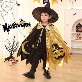 Halloween Trẻ Em Áo Khoác Mũ Bộ Ảo Thuật Gia Áo Khoác Trang Phục Hóa Trang Halloween Đạo Cụ