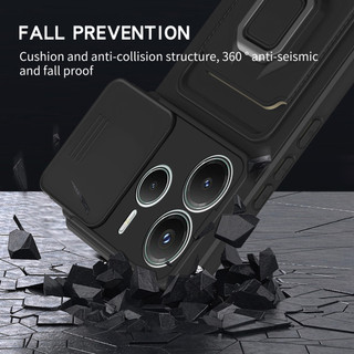 Dành Cho Redmi Note 14 4G Ốp Lưng 4 Trong 1 Trượt Camera Bao Đựng Thẻ Đứng Vuông Freebie Dây Chống Sốc Chống Rơi Mỏng Mềm TPU Cover