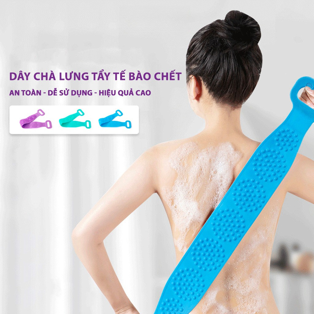 Dây Chà Lưng Tắm Massage Đai Chà Lưng 2 Mặt Silicon Kì Lưng Ghét Tẩy Tế Bào Chết Giảm Mụn