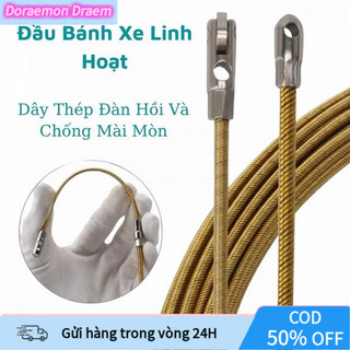 【COD】Dây Mồi Kéo Dây Cáp Điện Trong Ống Ghen – 4mm Có Đầu Bánh Xe – Thép Lụa Hợp Kim Siêu Bền – Các Loại 5m 10m 15m