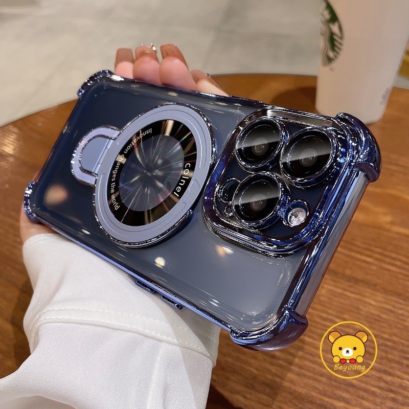 Vỏ An-tifall Thời Trang Cho iPhone 15 Pro Max 14 Plus 13 12 11 Pro Max X XR XS Max 8 7 Plus SE Giá Đỡ Từ Tính Không Dây Đứng Ốp Lưng Mạ Rõ Ràng Túi Khí Từ Tính Bìa Mềm