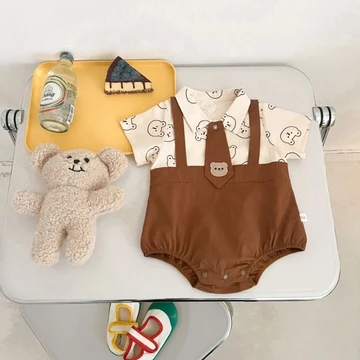 Bộ đồ liền thân cho bé Mùa hè Bộ áo liền quần ngắn tay Quần áo trẻ em Bé trai Bé gái Quần áo liền quần Quần áo trẻ sơ sinh 0-24 tháng tuổi Quần áo trẻ sơ sinh