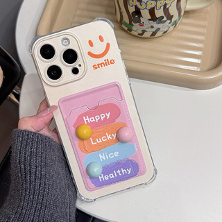 Ốp Lưng Cho Samsung Galaxy S24 S23 S22 S21 Ultra Plus FE A54 A55 A35 A52 A52S A53 Hoa Cười 3D Quả Bóng Nhiều Màu Sắc Ví Đựng Thẻ Khe Cắm Túi Có Dây Xích Hoạt Hình Dễ Thương Trong Suốt Bìa Mềm