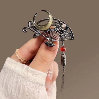 MAUROPOLI Quạt lưỡi liềm cổ điển, kẹp tóc sang trọng, phong cách mới lạ