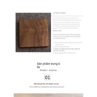 Trang Trí Nhà Cửa Gỗ Coaster Đen Quả óc chó Trà Coaster Tấm Cách Nhiệt Sáng Tạo Vuông Tròn Gỗ Chắc Chắn Coaster