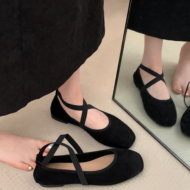 Thời Trang Thanh Lịch Màu Hồng Ballet Flat Bơm Nữ Đế Mềm Mary Jane Giày