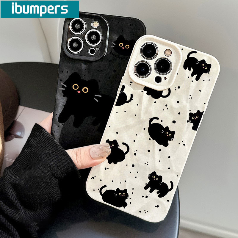 ibumpers Ốp Lưng iPhone Hàn Quốc Cute Mèo Silicon Ốp Điện Thoại Mềm Chống Sốc Chống Bẩn Cho Iphone 16 15 14 12 13 11 Pro Max IP 7 8 Plus X XS XR