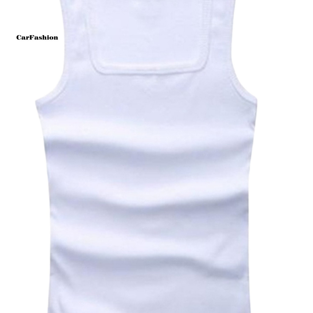 < Carfashion > Áo Vest Thể Hình Không Tay Nam Cổ Vuông Tank Top Nam Slim Fit Thoáng Khí Áo Vest Thể Thao Cho Chạy Bộ Tập Gym Mềm Hấp Thụ Mồ Hôi Áo Lót Đông Nam Asi