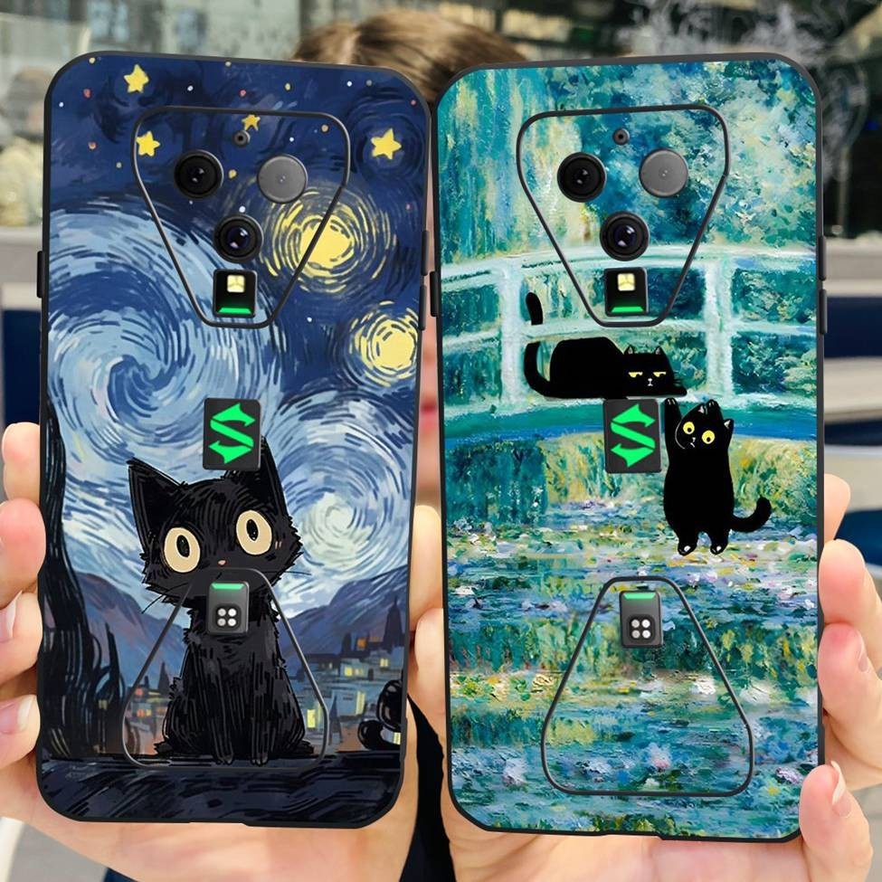 Ốp lưng Xiaomi Black Shark 3 3S Thẩm mỹ Hoa dễ thương Sơn đen Vỏ TPU mềm Xiaomi Black Shark 3S Vỏ điện thoại